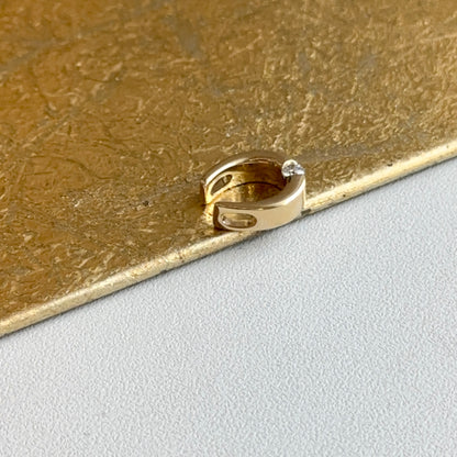 14KT Yellow Gold Shiny Diamond Horseshoe Slide Pendant Charm