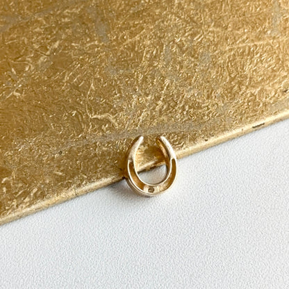 14KT Yellow Gold Shiny Diamond Horseshoe Slide Pendant Charm