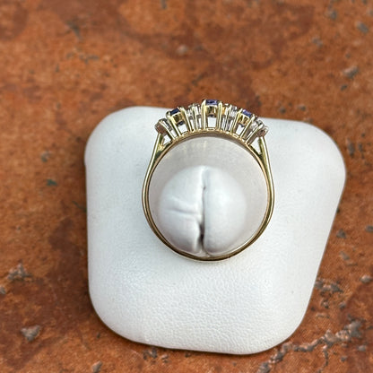 Estate 14KT Yellow Gold Oval Tanzanite + Diamond Band Ring