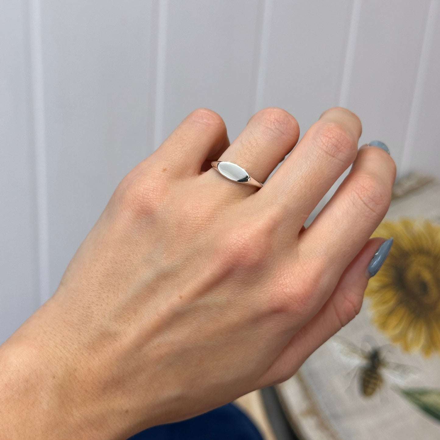 Sterling Silver Elongated Oval Signet Ring