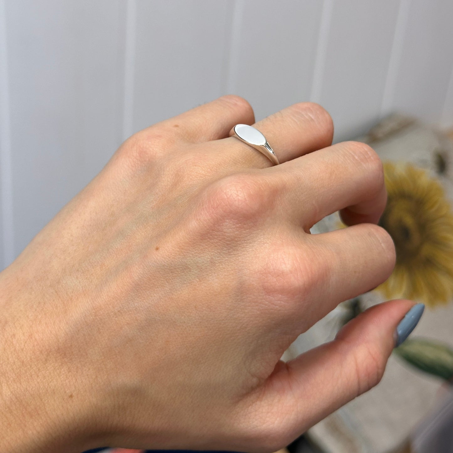 Sterling Silver Elongated Oval Signet Ring