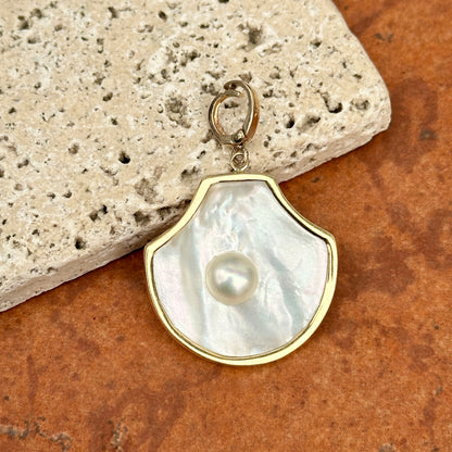 Estate 14KT Yellow Gold Mother of Pearl Shell Pendant Enhancer