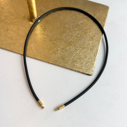 Gold Plated Steel + 3mm Black Nitrile Rubber Swap Necklace No Clasp 15”