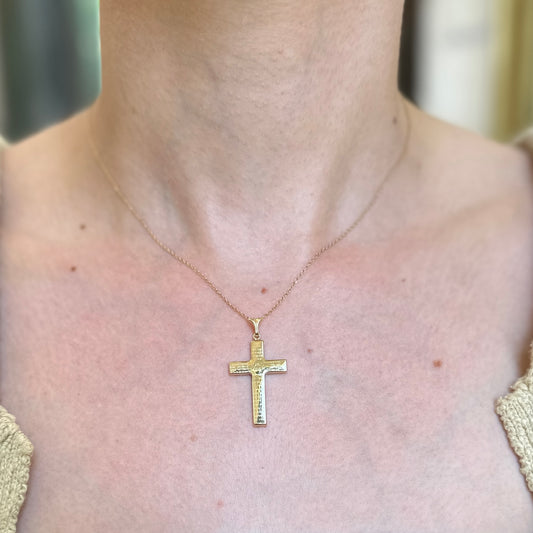 14KT Yellow Gold The Lord's Prayer Cross Pendant