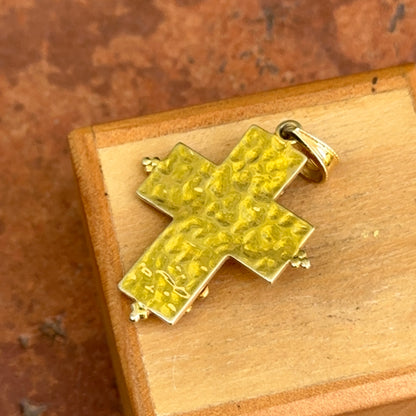 Estate 14KT Yellow Gold Byzantine Blue Sapphire Cross Pendant
