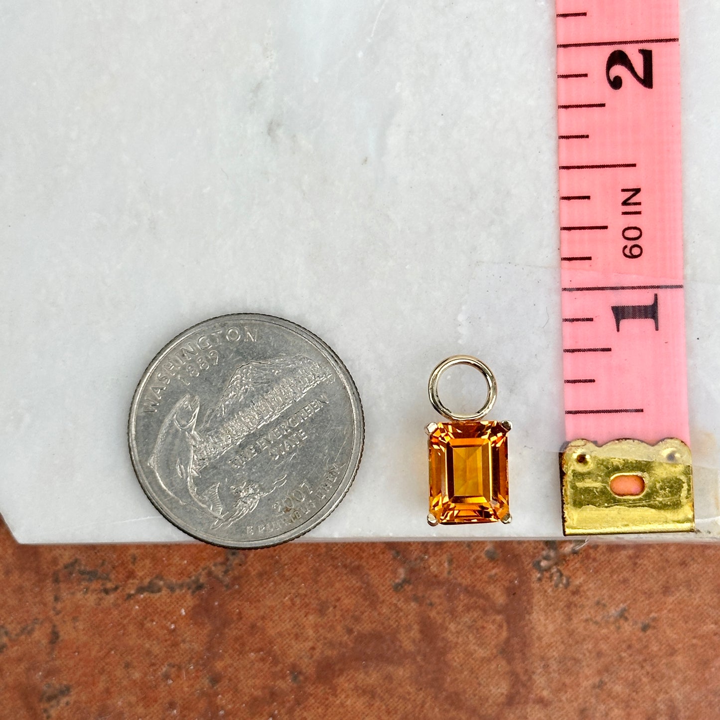 14KT Yellow Gold Emerald-Cut Citrine Earring Charms