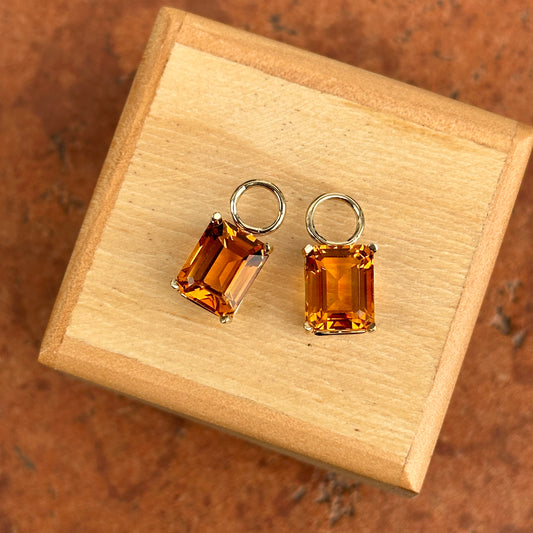 14KT Yellow Gold Emerald-Cut Citrine Earring Charms