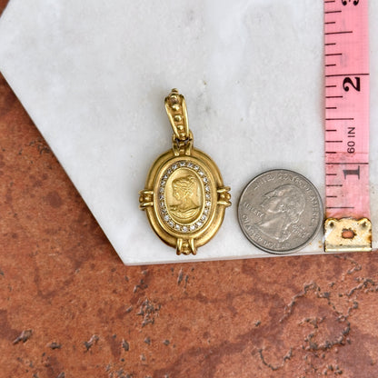 Estate Vahe Naltchayan 18KT Yellow Gold + Diamond Cameo Enhancer Pendant