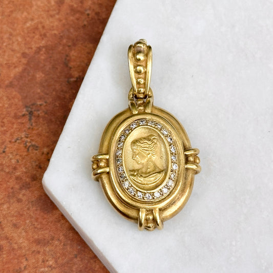 Estate Vahe Naltchayan 18KT Yellow Gold + Diamond Cameo Enhancer Pendant