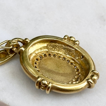 Estate Vahe Naltchayan 18KT Yellow Gold + Diamond Cameo Enhancer Pendant