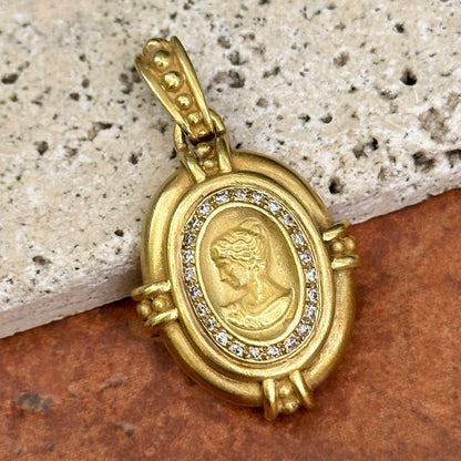 Estate Vahe Naltchayan 18KT Yellow Gold + Diamond Cameo Enhancer Pendant