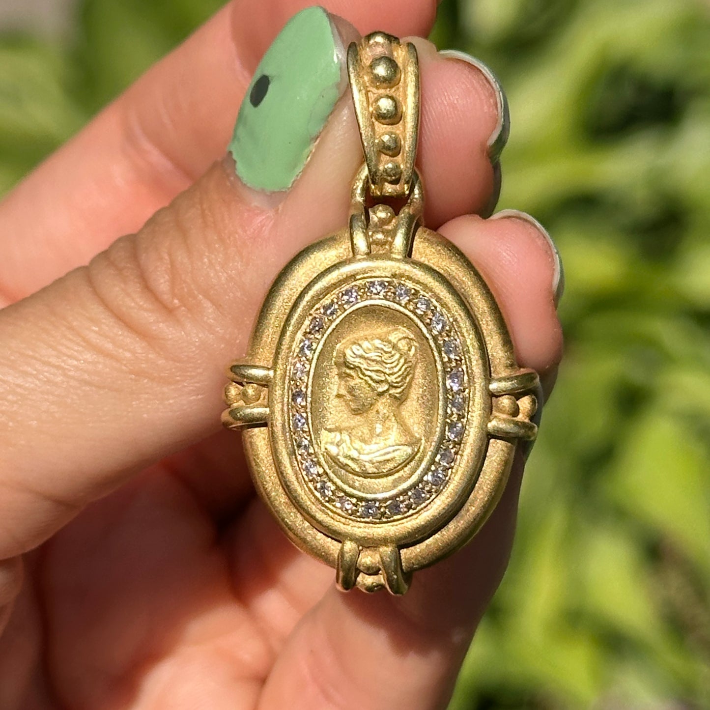 Estate Vahe Naltchayan 18KT Yellow Gold + Diamond Cameo Enhancer Pendant