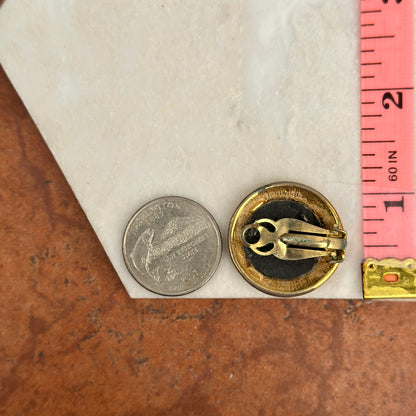 Estate Gold-Tone Bezel Replica Ancient Roman Coin Clip-On Earrings