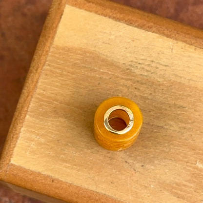 14KT Yellow Gold Carved Yellow Jade Oval Pendant Charm Slide