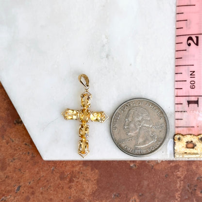 Estate 14KT Yellow Gold Citrine Cross Pendant