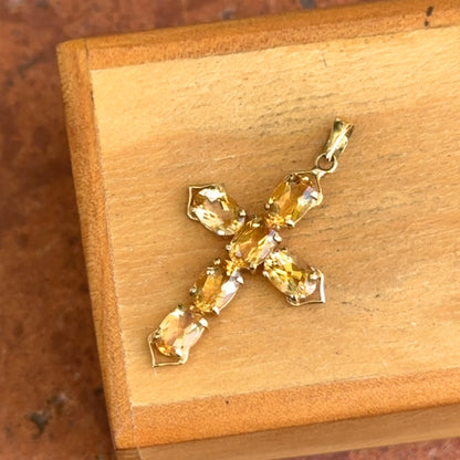 Estate 14KT Yellow Gold Citrine Cross Pendant