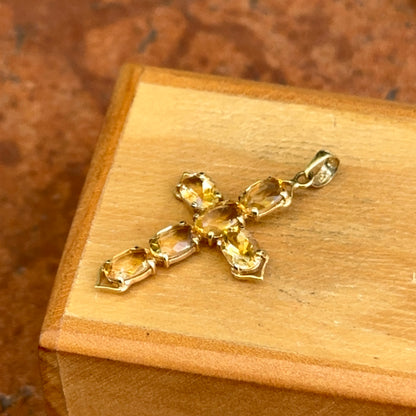 Estate 14KT Yellow Gold Citrine Cross Pendant