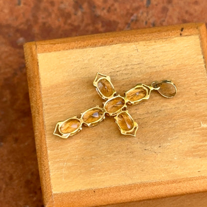 Estate 14KT Yellow Gold Citrine Cross Pendant