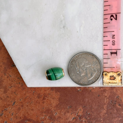 Estate 14KT Yellow Gold Malachite Oval Pendant Slide