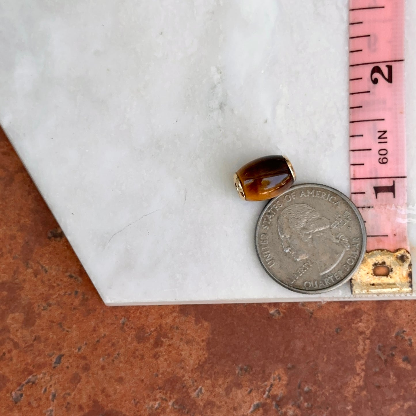 Estate 14KT Yellow Gold Tiger's Eye Oval Pendant Slide