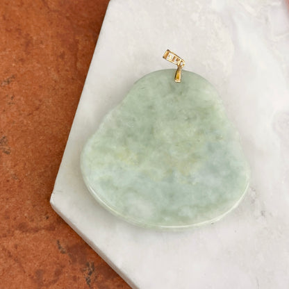 18KT Yellow Gold Greek Key Jade Buddha Pendant 60mm
