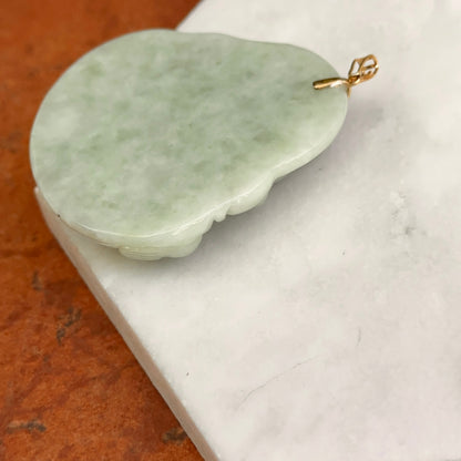 18KT Yellow Gold Greek Key Jade Buddha Pendant 60mm