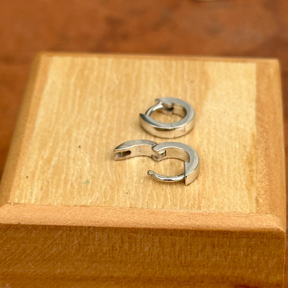 14KT White Gold Solid Hinged Huggie Hoop Earrings 9.5mm