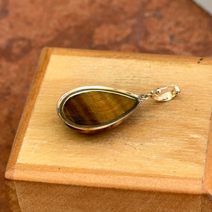 Estate 14KT Yellow Gold Teardrop Tiger's Eye Pendant Enhancer