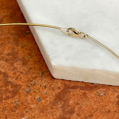 14KT Yellow Gold Round 1mm Hard Collar Necklace 15"