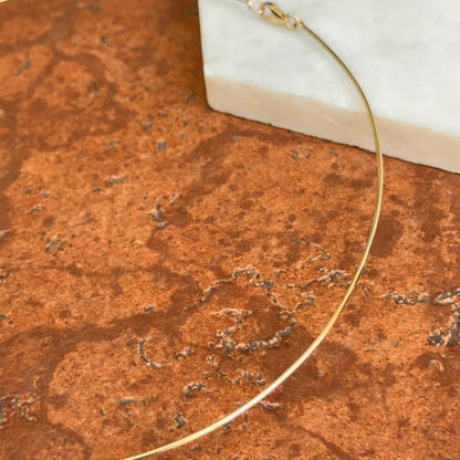 14KT Yellow Gold Round 1mm Hard Collar Necklace 15"