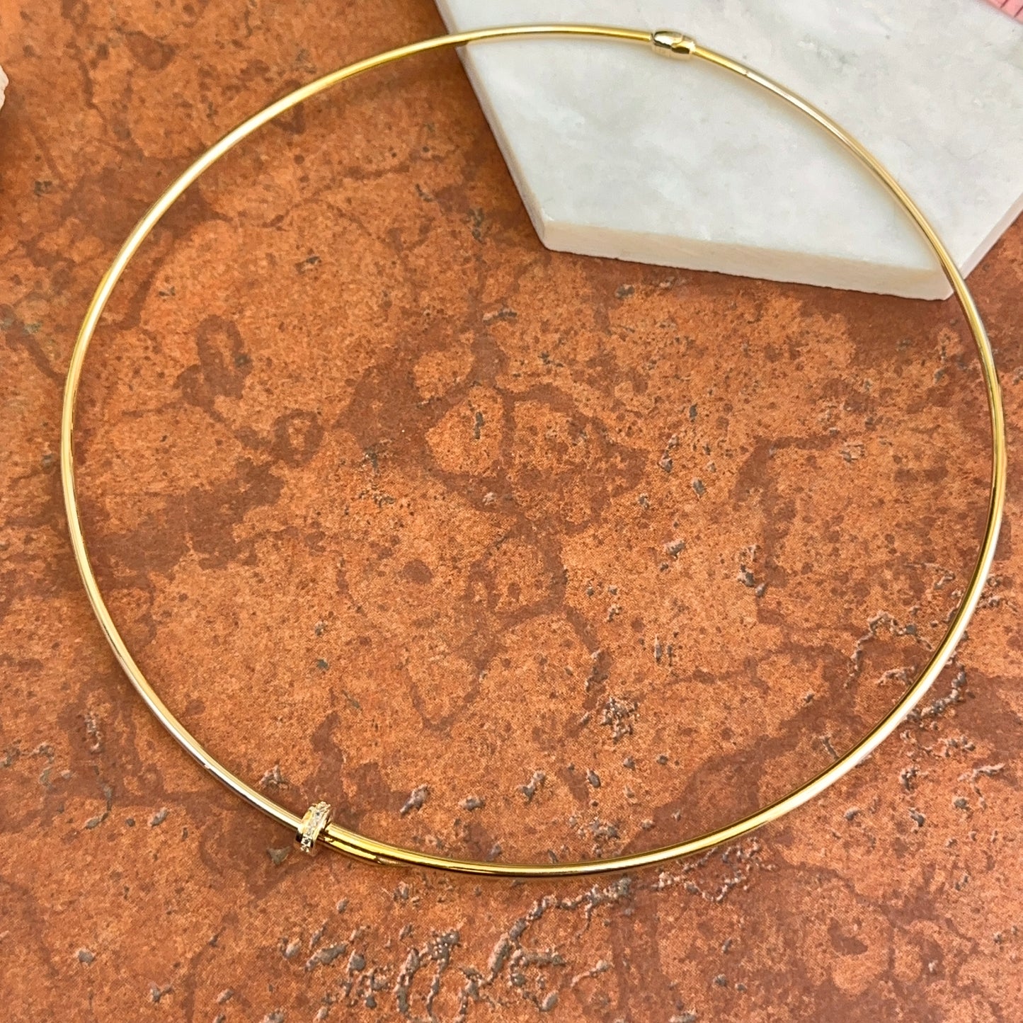 Estate 14KT Yellow Gold Nail Head Collar Necklace 19"