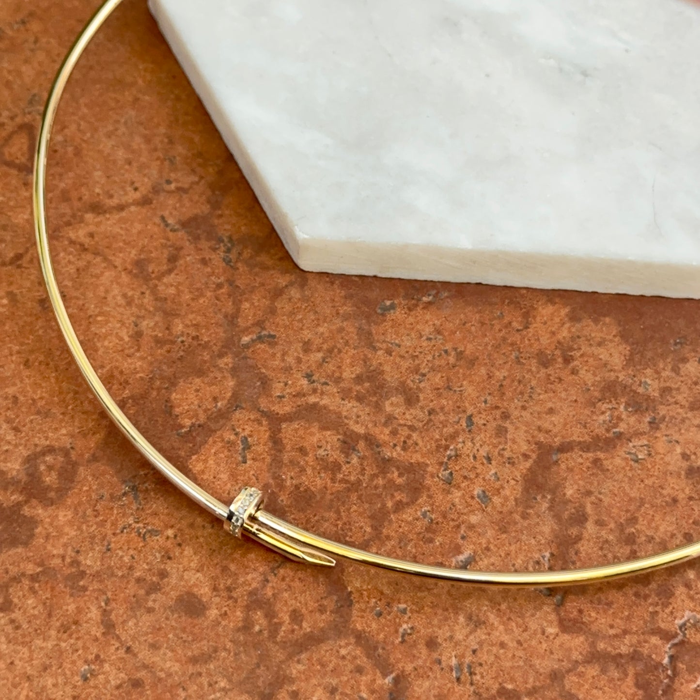 Estate 14KT Yellow Gold Nail Head Collar Necklace 19"