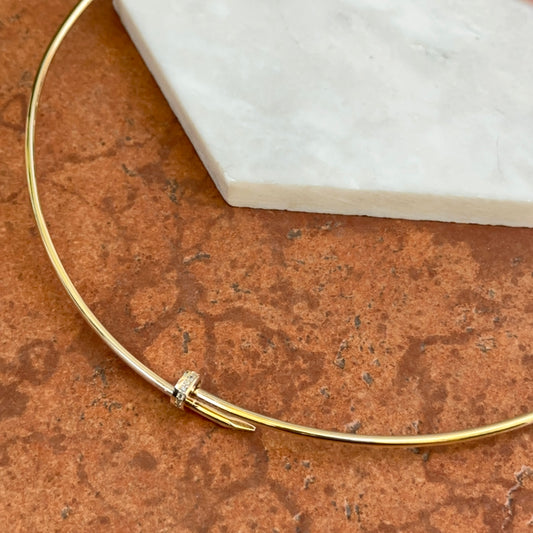 Estate 14KT Yellow Gold Nail Head Collar Necklace 19"