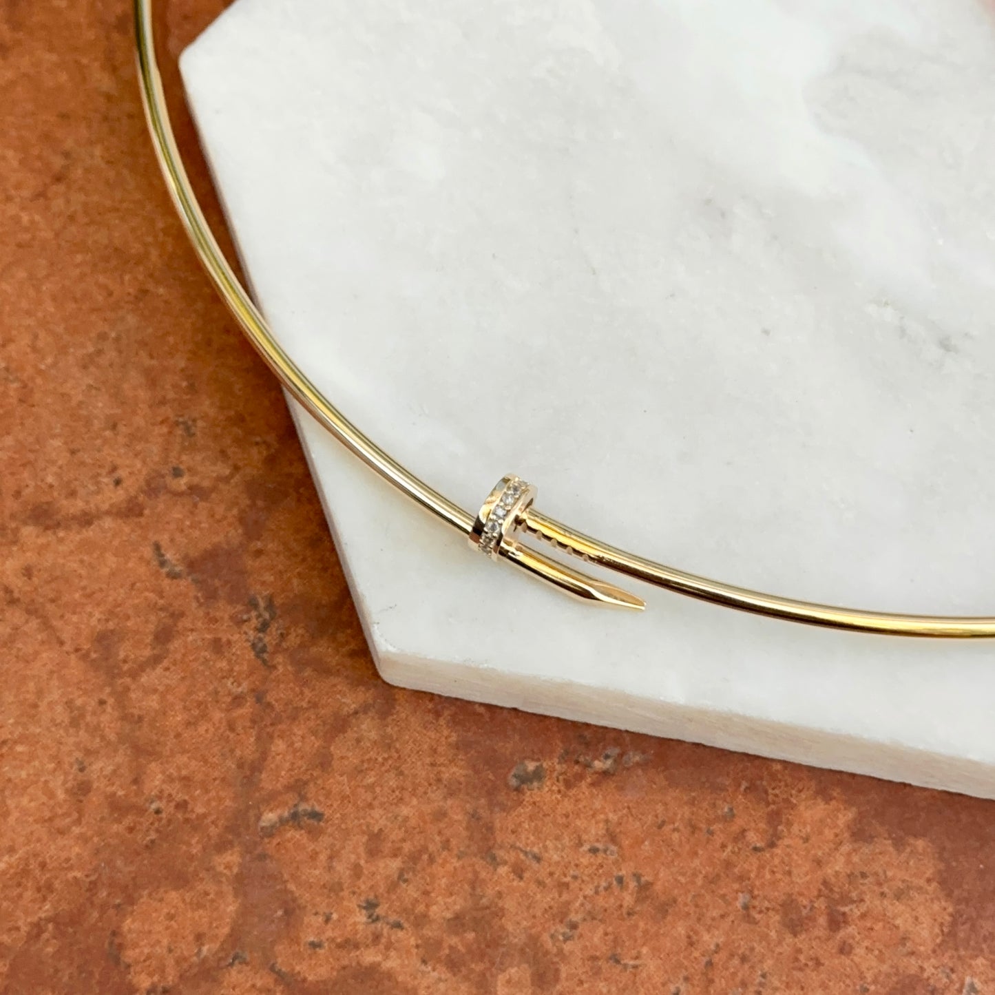 Estate 14KT Yellow Gold Nail Head Collar Necklace 19"