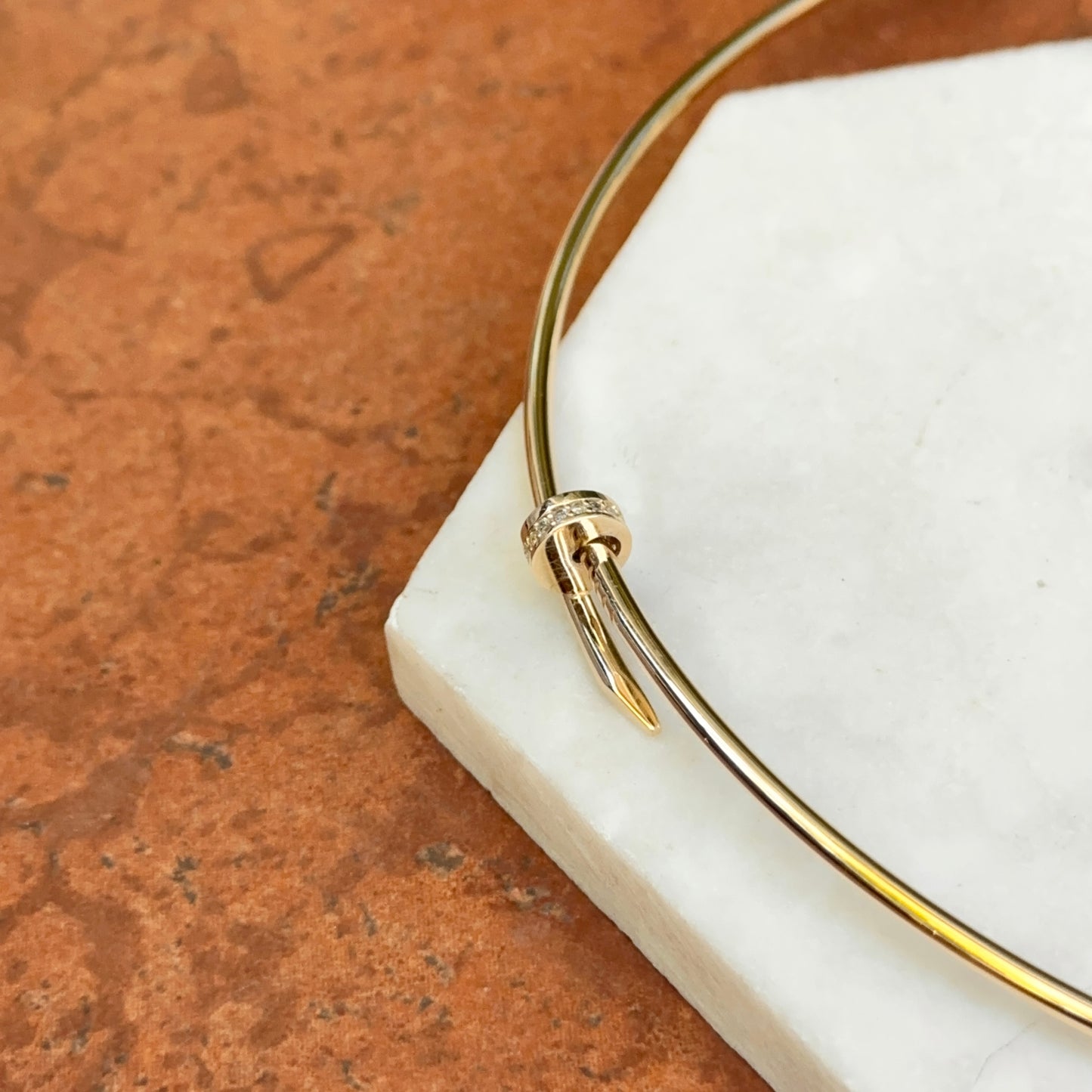 Estate 14KT Yellow Gold Nail Head Collar Necklace 19"