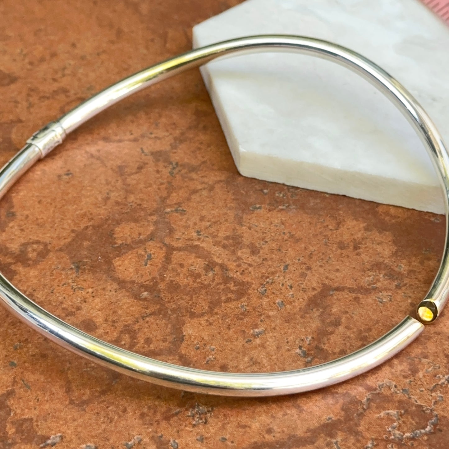 Estate Designer Sterling Silver + 18KT Yellow Gold Open Collar Necklace