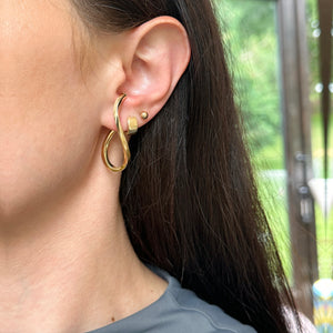 14KT Yellow gold Twist Curve Ear Crawler Hoop Earrings