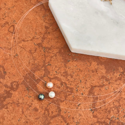 Estate Peter Brams 14KT Yellow Gold Cultured Pearls 3-Strand Fish Wire Necklace