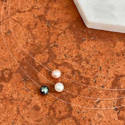 Estate Peter Brams 14KT Yellow Gold Cultured Pearls 3-Strand Fish Wire Necklace