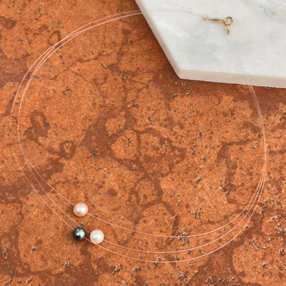 Estate Peter Brams 14KT Yellow Gold Cultured Pearls 3-Strand Fish Wire Necklace