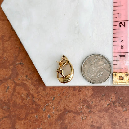 Estate 14KT Yellow Gold Teardrop Mabe Pearl Omega Back Earrings