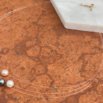 Estate Peter Brams 14KT Yellow Gold Cultured Pearls 3-Strand Fish Wire Necklace