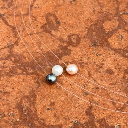 Estate Peter Brams 14KT Yellow Gold Cultured Pearls 3-Strand Fish Wire Necklace