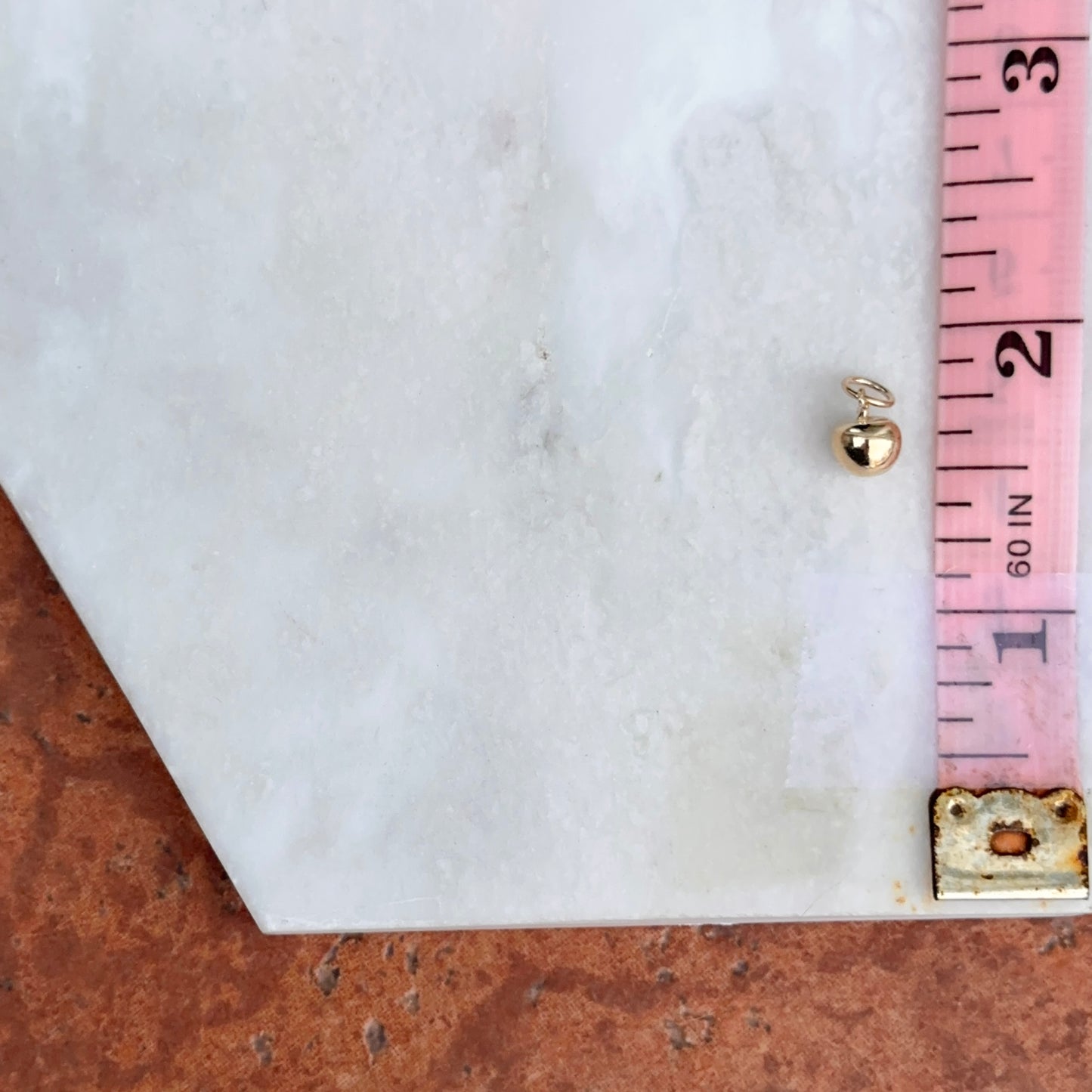 14KT Yellow Gold Apple 3D Charm Pendant Small 12mm x 6mm