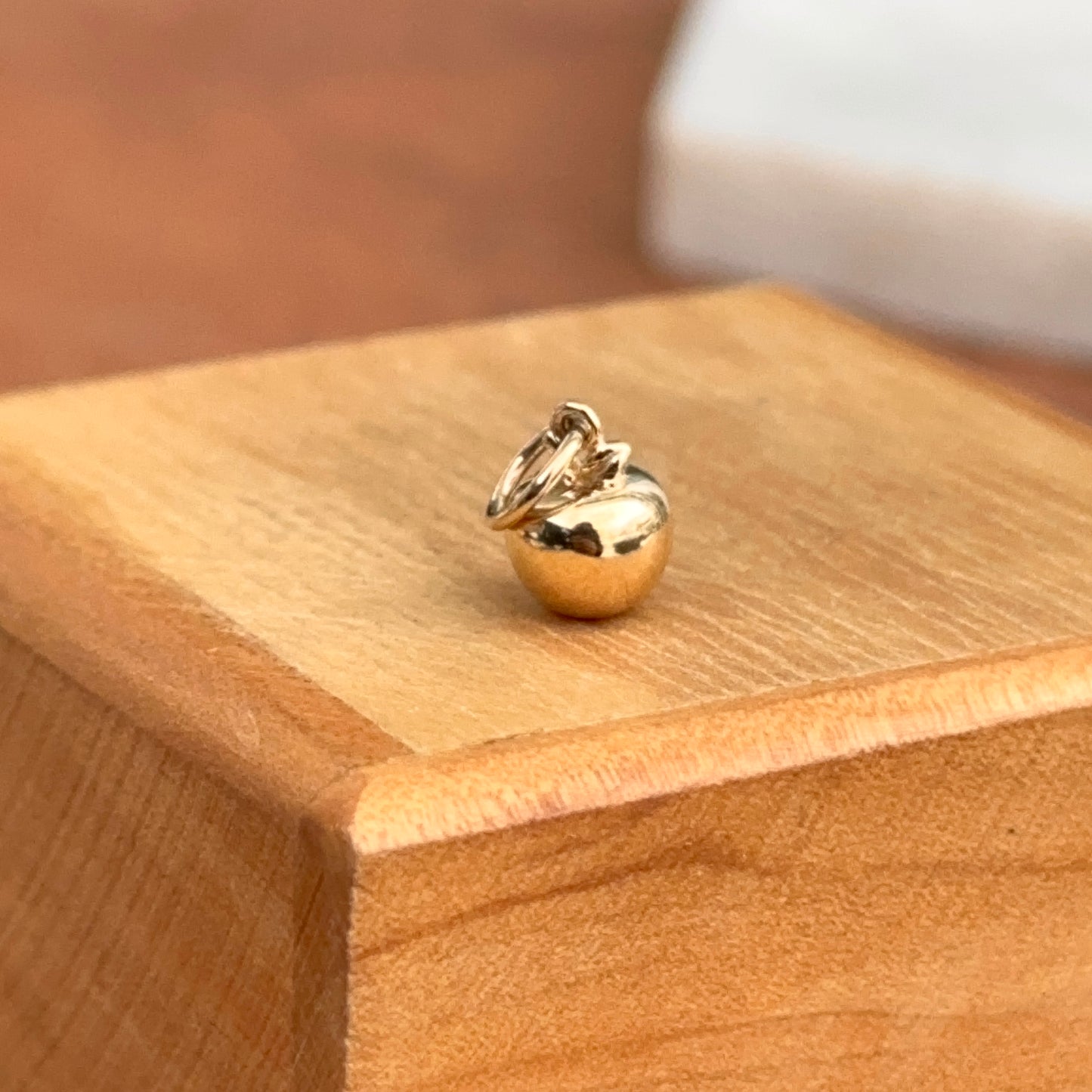 14KT Yellow Gold Apple 3D Charm Pendant Small 12mm x 6mm