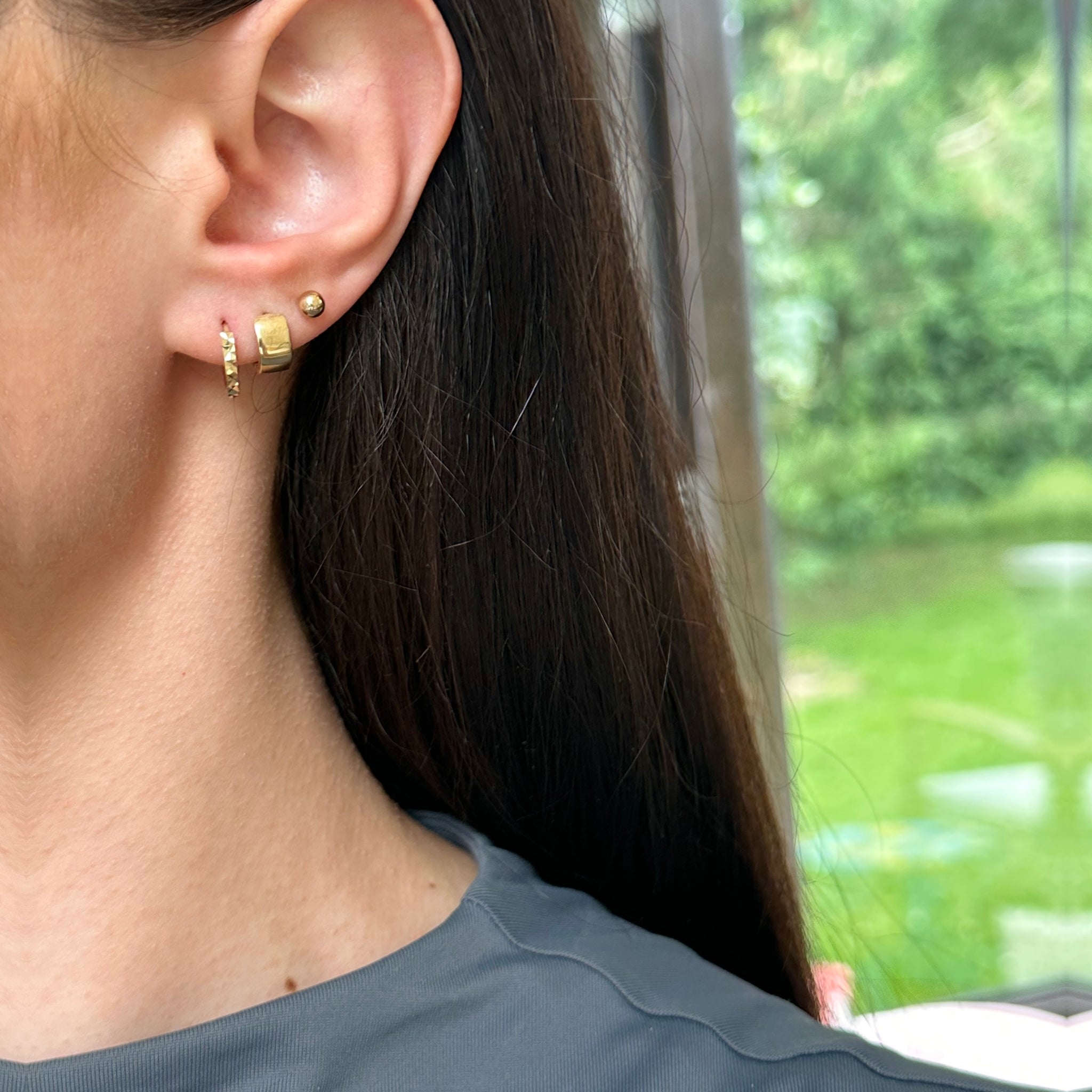 Diamond-Cut Mini Gold Hoop Earrings