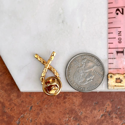 Yellow Tone Round Pink Stone Breast Cancer Awareness Brooch