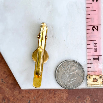 Estate Gold-Tone Glass Painted Horse Tie Bar Clip