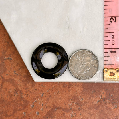 Estate Round Black Onyx Donut Earring Charms 29mm