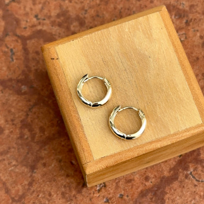 14KT Yellow Gold Polished 3mm Hinged Huggie Hoop Earrings 12mm